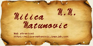Milica Matunović vizit kartica
